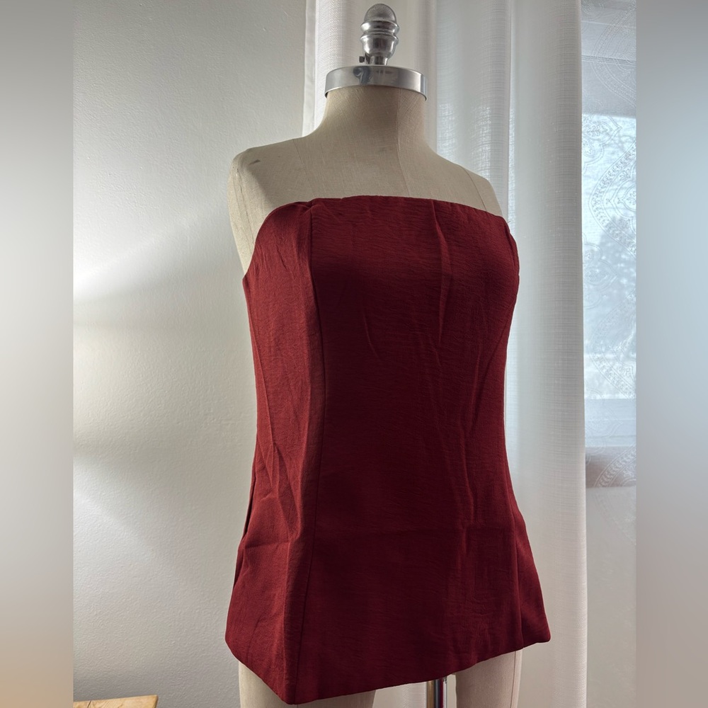 Emerson Lang Chic Strapless Top, Burgundy, L, NWT